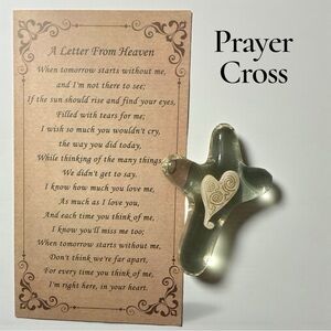 Spirit of Love Prayer Cross Comfort Poem Card 3.5” Handheld Resin Cross Gift